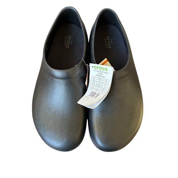 NWT Crocs Mens 11 Black On the Clock Clogs Slip Resistant Work Shoes Slip Ons - Picture 3 of 6